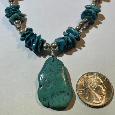 New Never Used Southwest Style Turquoise Bead 16"-18" Adjustable Necklace Preowned from an Estate. (Jewelry Piece #2).