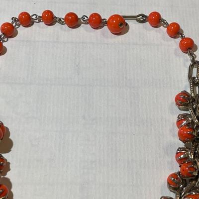 Vintage Very Small Size 14" Long Coral Bead Necklace Preowned from an Estate as Pictured.