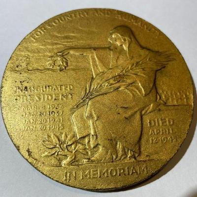 Scarce US President Franklin Delano Roosevelt Memorial Bronze Medal 1945 Repainted 3" in Diameter.