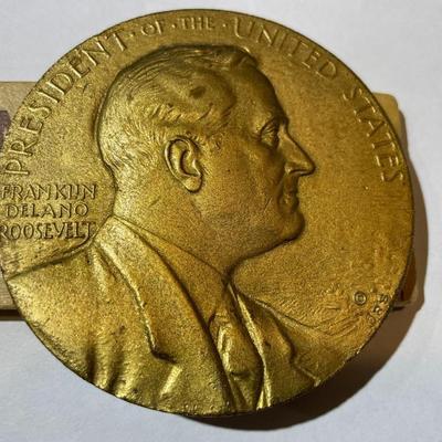 Scarce US President Franklin Delano Roosevelt Memorial Bronze Medal 1945 Repainted 3" in Diameter.