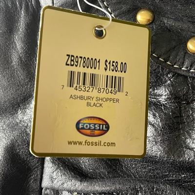 Brand New with Tags Fossil Ashbury Shopper Black Leather Tote Bag