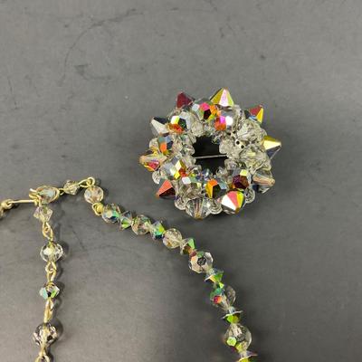 -69- JEWELRY | Smokey Aurora Necklace, Clip Earrings, & Brooch