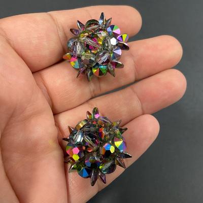 -69- JEWELRY | Smokey Aurora Necklace, Clip Earrings, & Brooch