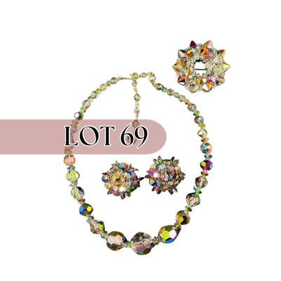 -69- JEWELRY | Smokey Aurora Necklace, Clip Earrings, & Brooch