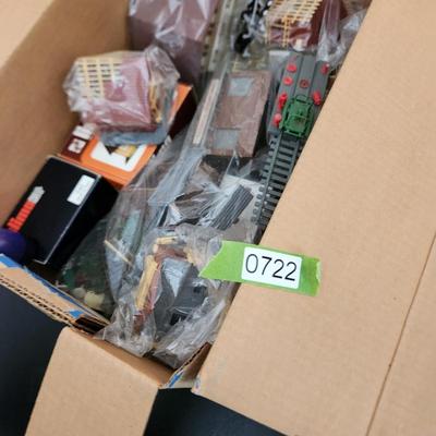 Box lot of HO Train Accessories Track Signs Trees Buildings
