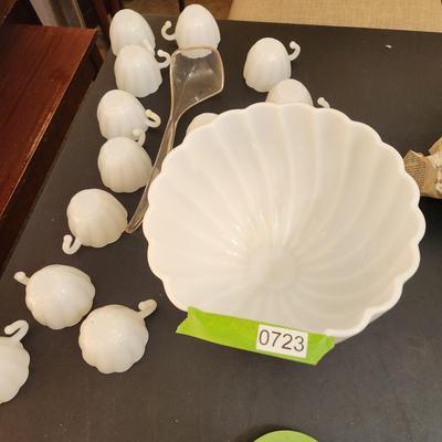 Milk Glass Punch bowl Set