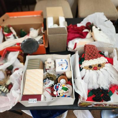 Large Tote filled with Holiday Christmas Decor