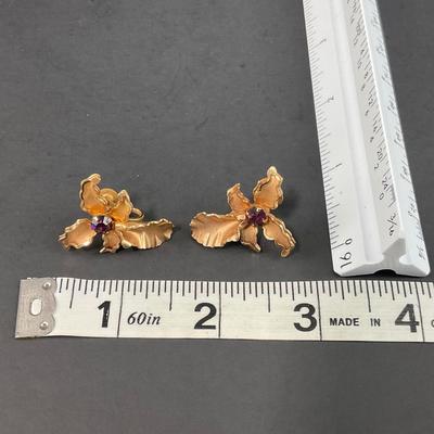 -73- JEWELRY | Bugbee & Niles Orchid Brooch & Post Earrings