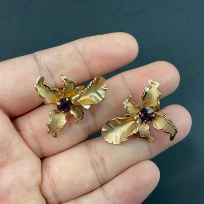 -73- JEWELRY | Bugbee & Niles Orchid Brooch & Post Earrings