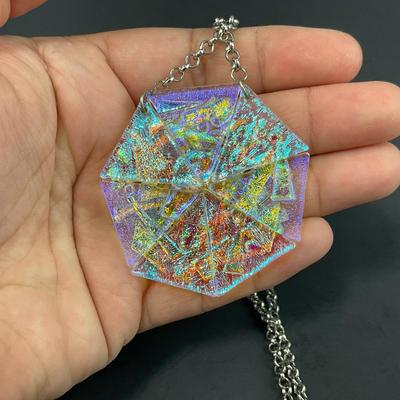 -78- JEWELRY | Dichroic Glass Necklace & Clip Earrings
