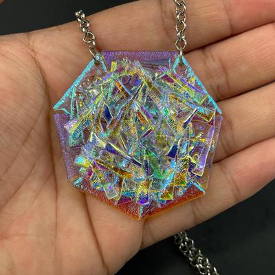 -78- JEWELRY | Dichroic Glass Necklace & Clip Earrings