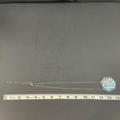 -78- JEWELRY | Dichroic Glass Necklace & Clip Earrings