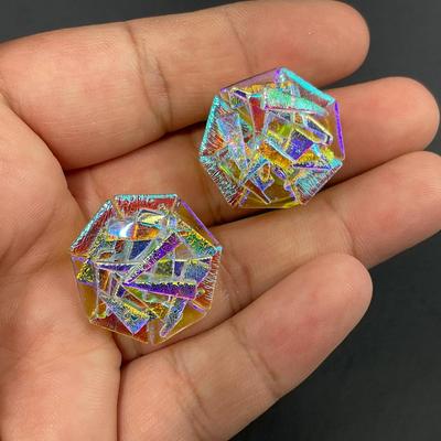 -78- JEWELRY | Dichroic Glass Necklace & Clip Earrings