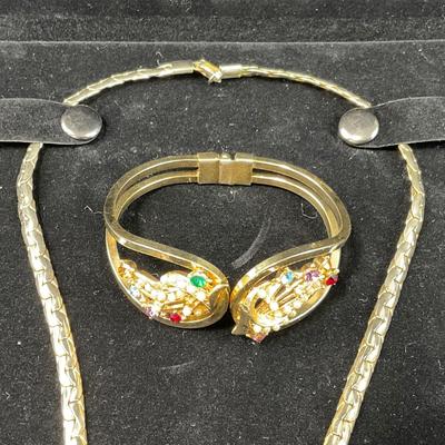 -79- JEWELRY | Oleg Cassini Choker 24KG Plated Set