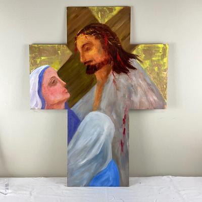 135 Original Oil Painting "8th Station at the Cross" by Kathie Rogers