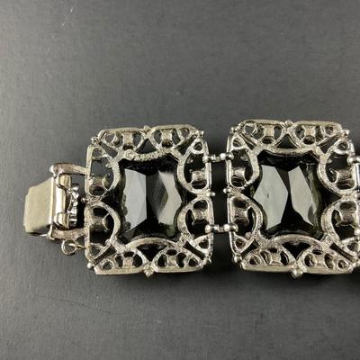 -86- SARAH COVENTRY | Black Stone Pendant, Bracelet, & Earrings Set | Marked