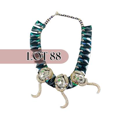 -88- COSTUME JEWELRY | Statement Piece Blue Rhinestone & Snake Necklace