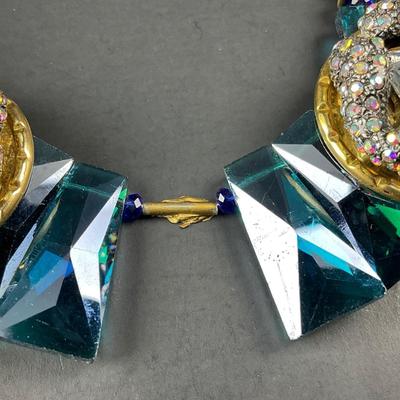 -88- COSTUME JEWELRY | Statement Piece Blue Rhinestone & Snake Necklace