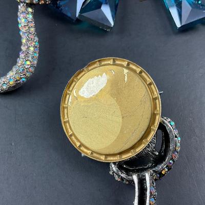 -88- COSTUME JEWELRY | Statement Piece Blue Rhinestone & Snake Necklace