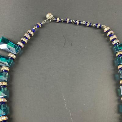 -88- COSTUME JEWELRY | Statement Piece Blue Rhinestone & Snake Necklace