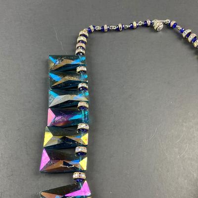 -88- COSTUME JEWELRY | Statement Piece Blue Rhinestone & Snake Necklace