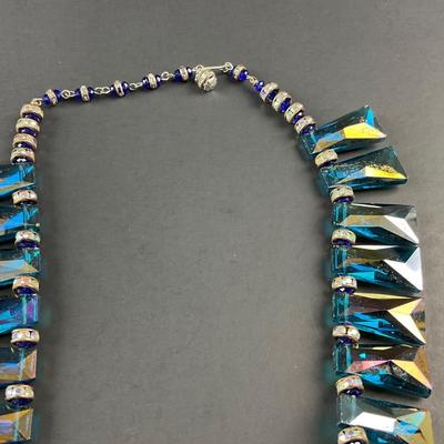 -88- COSTUME JEWELRY | Statement Piece Blue Rhinestone & Snake Necklace