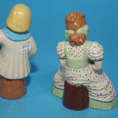 CERAMIC ARTS STUDIO 1942-1956 GROUPING OF FAIRY TALE CHARACTERS CINDERELLA, ALICE IN WONDERLAND, MISS MUFFET, TOM THUMB