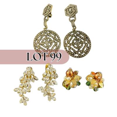 -99- COSTUME JEWELRY | Gold Tone Drop Earrings & Alice Caviness Earrings
