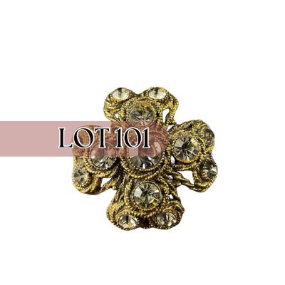 -101- HARGO NY | Maltese Cross Brooch gold Tone & Rhinestone | Marked