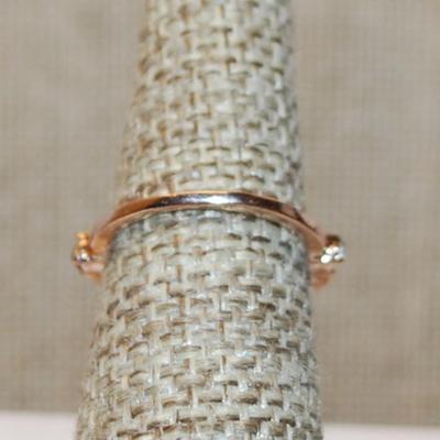 Size 6¼ Alternating Light Pink & Clear Stones Ring on a Rose Gold Setting (2.1g)