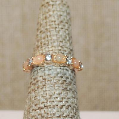 Size 6¼ Alternating Light Pink & Clear Stones Ring on a Rose Gold Setting (2.1g)