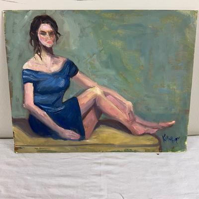 143 Original Acrylic Painting "Lady in Blue" by Kathie Rogers