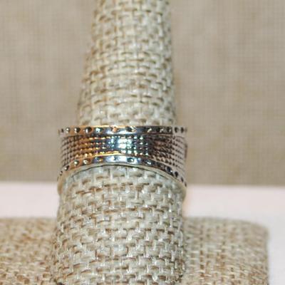 Size 9½ "Spades Royal Flush" Cards Ring on a Solid Silver Tone Band (12.2g)