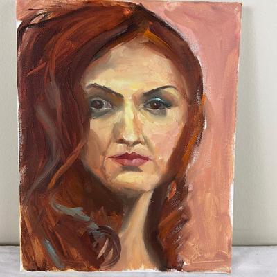 144 Original Painting Portrait of Red Hair Woman by Kathie Rogers