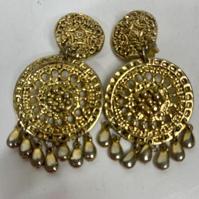 Vintage Brass Dangler Clip-on Earrings