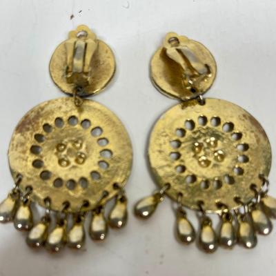 Vintage Brass Dangler Clip-on Earrings