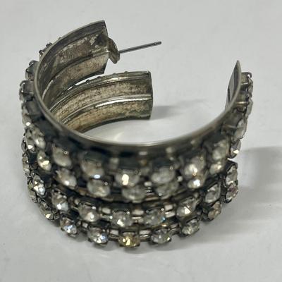 Vintage Half Hoop Rhinestone Earrings no backings
