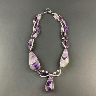 -109- ARTISAN | Handmade Amethyst & Beaded With Silver Accents Necklace