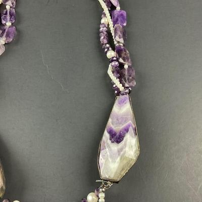 -109- ARTISAN | Handmade Amethyst & Beaded With Silver Accents Necklace