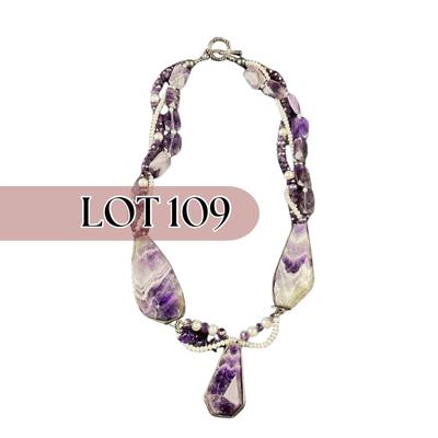 -109- ARTISAN | Handmade Amethyst & Beaded With Silver Accents Necklace