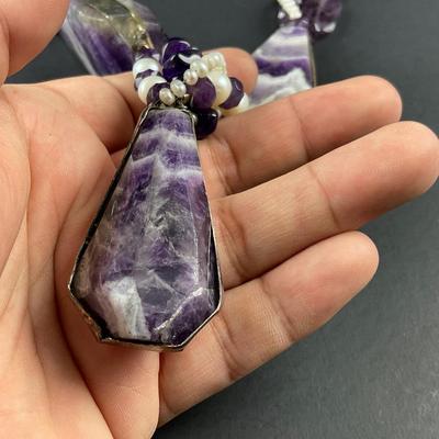 -109- ARTISAN | Handmade Amethyst & Beaded With Silver Accents Necklace