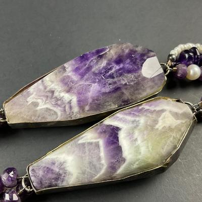 -109- ARTISAN | Handmade Amethyst & Beaded With Silver Accents Necklace