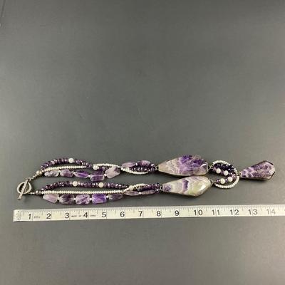 -109- ARTISAN | Handmade Amethyst & Beaded With Silver Accents Necklace