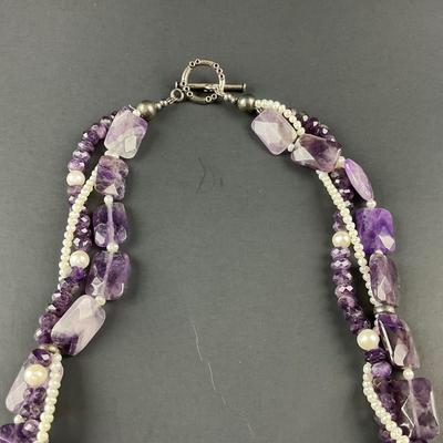 -109- ARTISAN | Handmade Amethyst & Beaded With Silver Accents Necklace