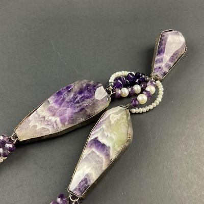 -109- ARTISAN | Handmade Amethyst & Beaded With Silver Accents Necklace