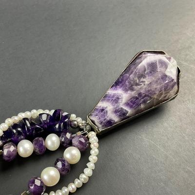 -109- ARTISAN | Handmade Amethyst & Beaded With Silver Accents Necklace