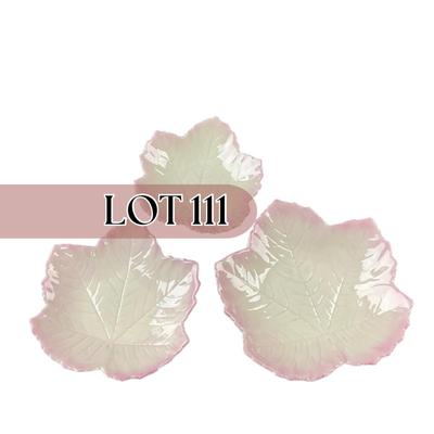 -111- BELLEEK | Three Ireland Pink Trim Leaf Dishes | 6th Mark