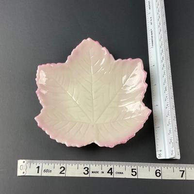 -111- BELLEEK | Three Ireland Pink Trim Leaf Dishes | 6th Mark