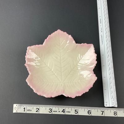 -111- BELLEEK | Three Ireland Pink Trim Leaf Dishes | 6th Mark