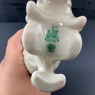 -114- BELLEEK | Fermanagh Cornucopia Spill Vase With Pink | 6th Mark